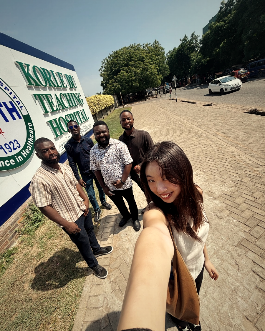 Adeline with her team outside Korle Bu Teaching Hospital, Accra